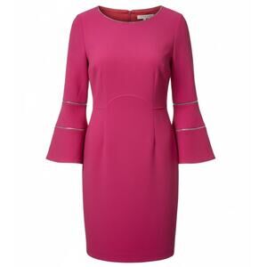 Trina Turk Size 8 Magenta Embellished Bell Sleeve Sheath Dress NWOT